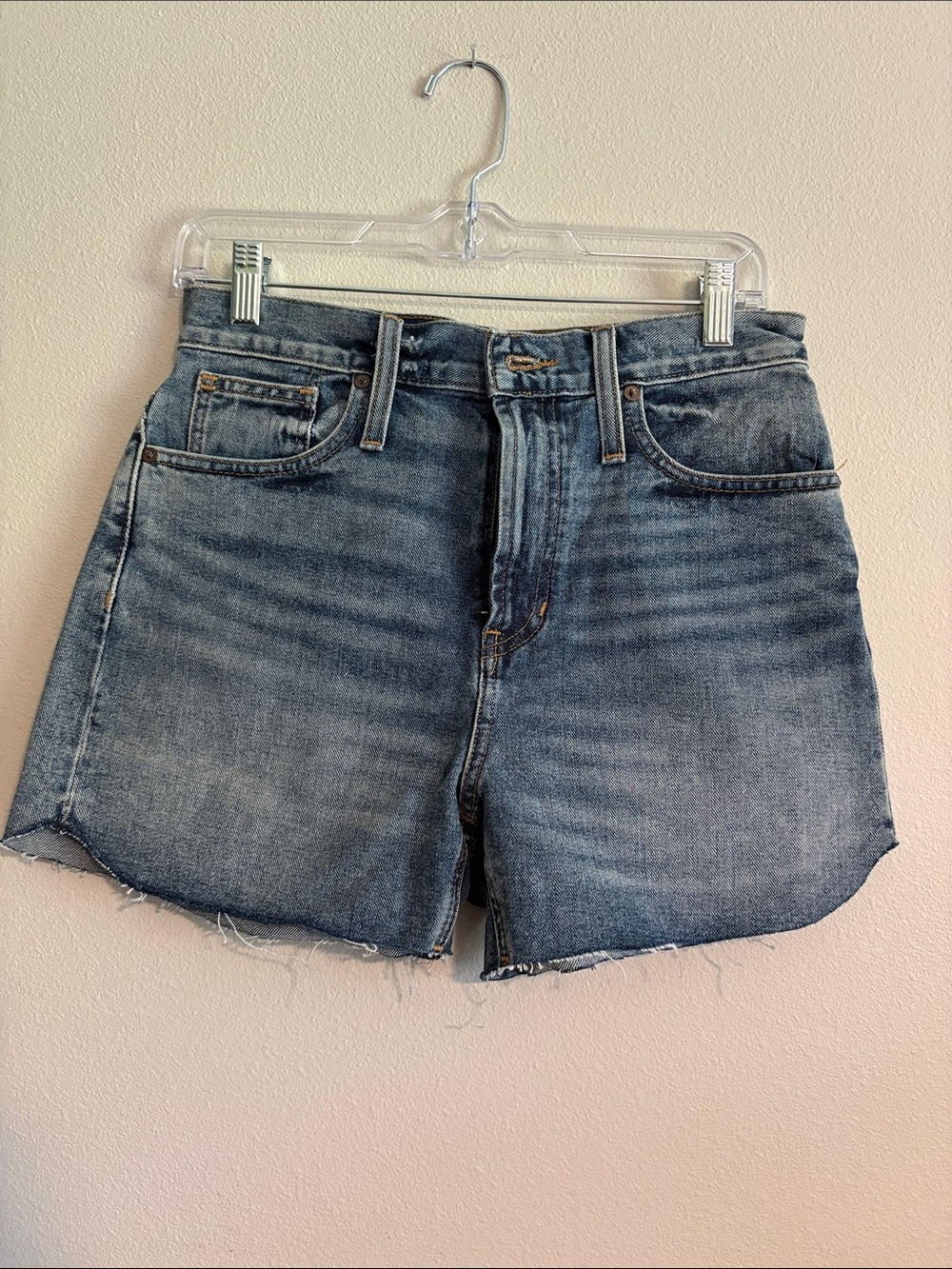 Madewell High-Rise Denim Cutoff Shorts in Medium Blue Wash